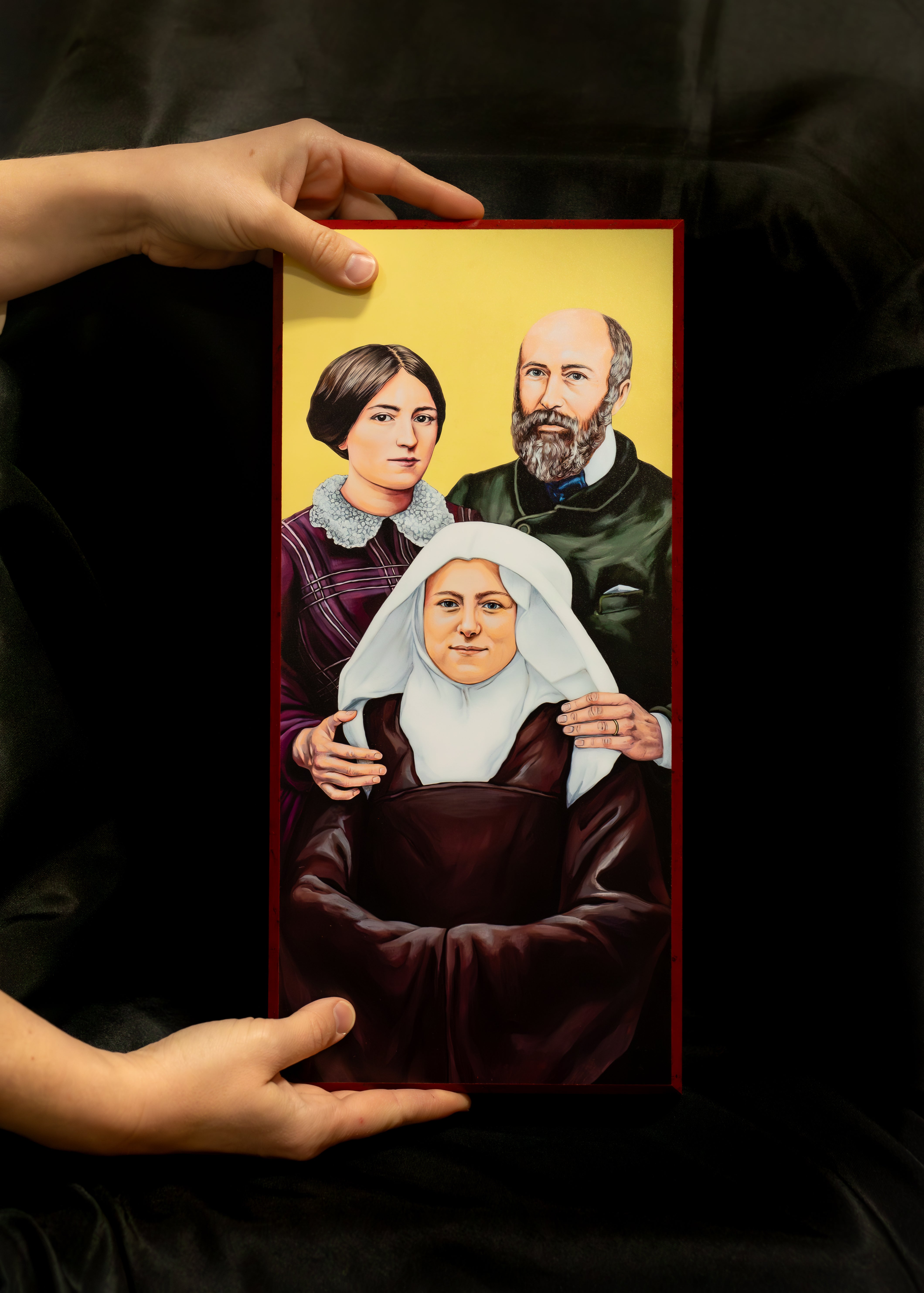 Saint Therese of Lisieux with parents Saint Zélie Martin and Saint Louie Martin (WOOD ONLY)