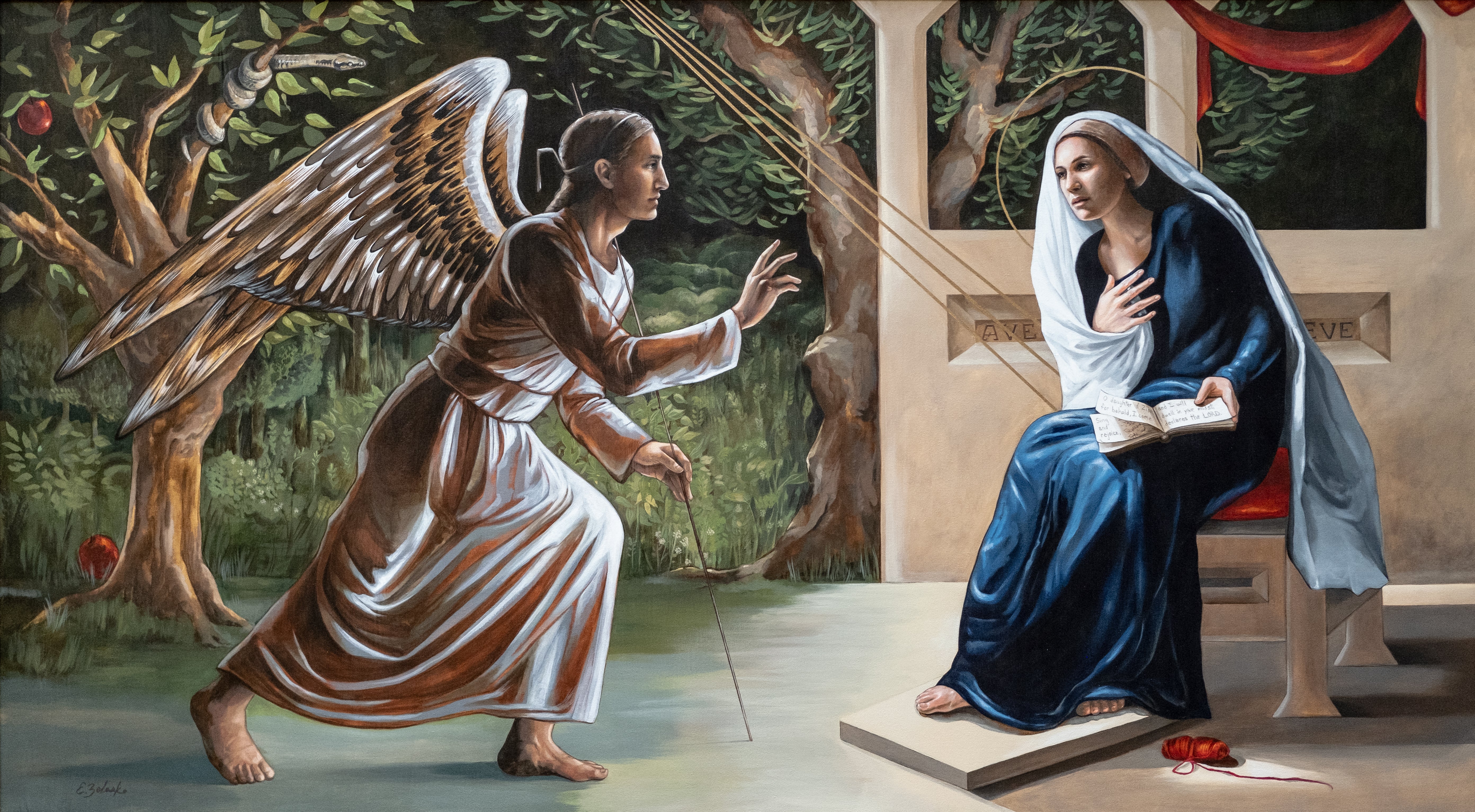 The Annunciation, FULL SIZE on WOOD.