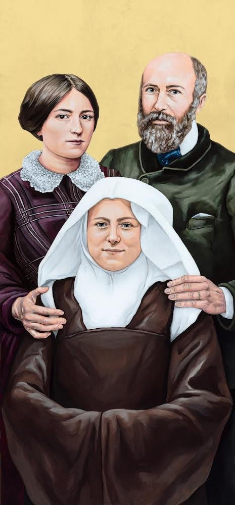 Saint Therese of Lisieux with parents Saint Zélie Martin and Saint Louie Martin  (WOOD ONLY)